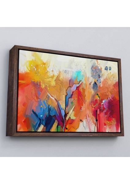 Çerçeveli Fırça Darbeli Soyut Yağlıboya Görünüm Dekoratif Kanvas Duvar TABLOSU-3582 fiyatları