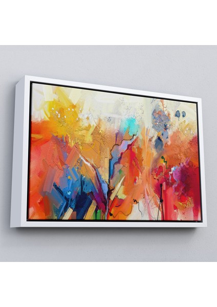 Çerçeveli Fırça Darbeli Soyut Yağlıboya Görünüm Dekoratif Kanvas Duvar TABLOSU-3582 fırsatları