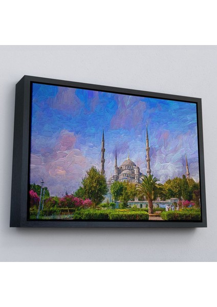 Çerçeveli Sultan Ahmet Camii Yağlıboya Görünüm Kanvas Duvar TABLOSU-3692