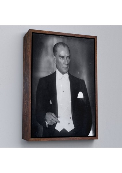 Çerçeveli Atatürk Portre Tablosu Mustafa Kemal Atatürk Dikdörtgen Dekoratif Kanvas TABLO-139