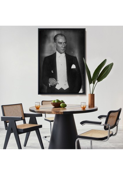 Çerçeveli Atatürk Portre Tablosu Mustafa Kemal Atatürk Dikdörtgen Dekoratif Kanvas TABLO-139