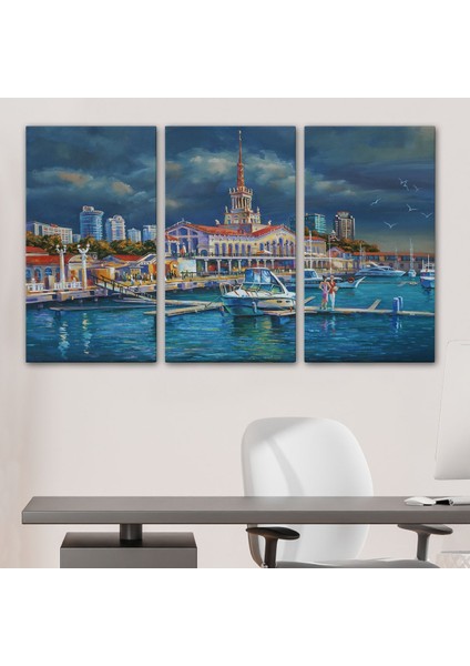 Soçhi Limanı Rusya Yağlıboya Görünüm Dekoratif Kanvas Duvar TABLOSU-3604 modelleri