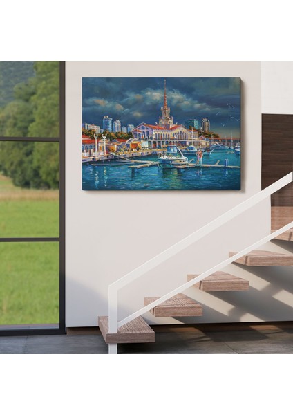 Soçhi Limanı Rusya Yağlıboya Görünüm Dekoratif Kanvas Duvar TABLOSU-3604 indirimleri