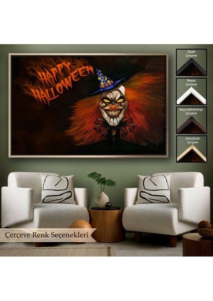 Çerçeveli Cadılar Bayramı Duvar Dekoru, Korkunç Kabaklar Cadılar Bayramı Duvar TABLOSU-5193