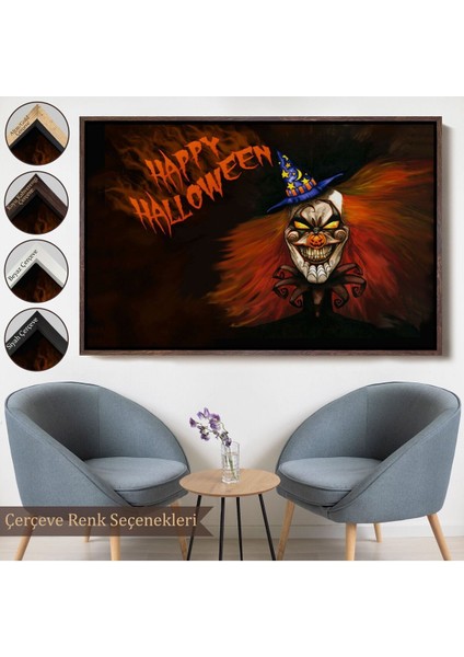 Çerçeveli Cadılar Bayramı Duvar Dekoru, Korkunç Kabaklar Cadılar Bayramı Duvar TABLOSU-5193