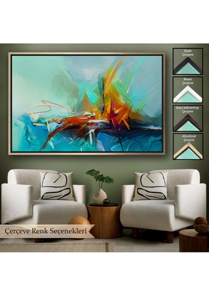 Çerçeveli Çağdaş Sanat Soyut Yağlıboya Görünüm Dekoratif TABLO-3614