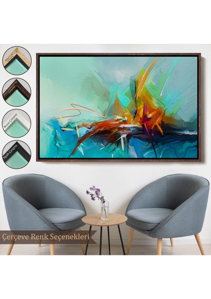 Çerçeveli Çağdaş Sanat Soyut Yağlıboya Görünüm Dekoratif TABLO-3614