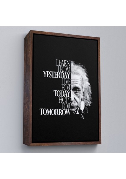 Çerçeveli Dünden Öğrenin Bugünü Yaşayın Yarını Umut Edin Kanvas Tablo, Albert EINSTEIN-5275
