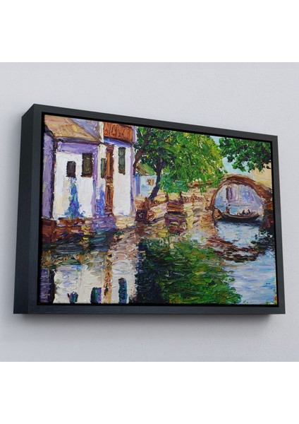 Çerçeveli Yağlıboya Kanal Manzarası Dekoratif Kanvas Duvar TABLOSU-3765 modelleri