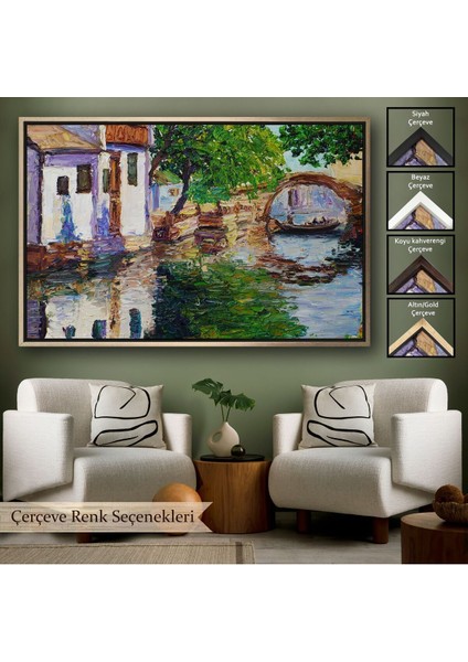 Çerçeveli Yağlıboya Kanal Manzarası Dekoratif Kanvas Duvar TABLOSU-3765