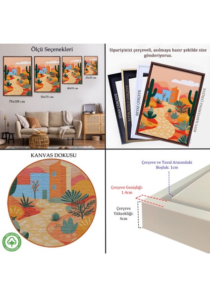 Çerçeveli Pastel Tonlardaki Minimalist Meksikan TABLO-7671 indirimleri