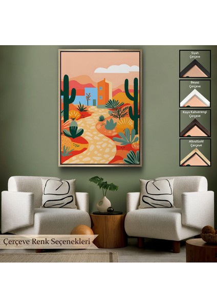 Çerçeveli Pastel Tonlardaki Minimalist Meksikan TABLO-7671