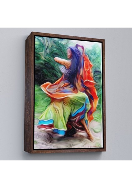 Beyaz Çerçeveli Renkli Kıyafeti Ile Samba Yapan Kadın Duvar Tablosu