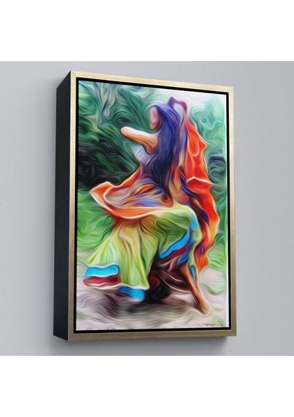 Beyaz Çerçeveli Renkli Kıyafeti Ile Samba Yapan Kadın Duvar Tablosu fiyatları