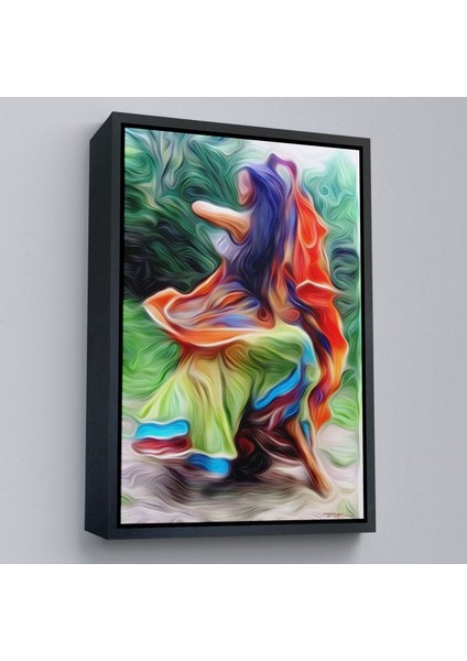 Beyaz Çerçeveli Renkli Kıyafeti Ile Samba Yapan Kadın Duvar Tablosu modelleri