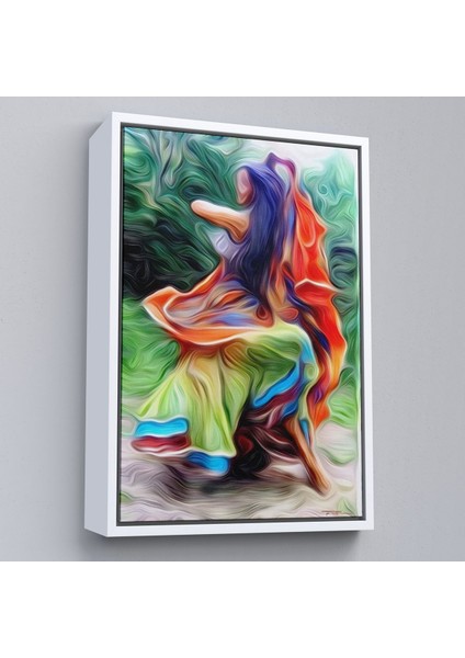 Beyaz Çerçeveli Renkli Kıyafeti Ile Samba Yapan Kadın Duvar Tablosu fırsatları