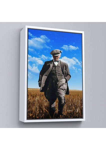 Çerçeveli Atatürk Portre Tablosu Mustafa Kemal Atatürk Dikdörtgen Dekoratif Kanvas TABLO-129