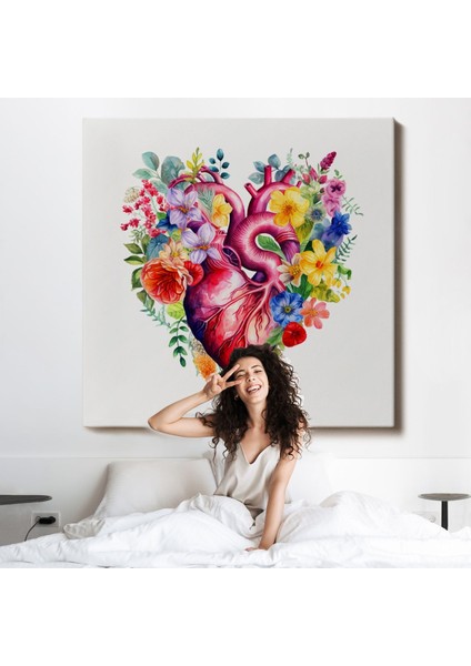 Çiçeklerle Çevrili Kalp Tablosu - Doktor HEDIYESI-8325