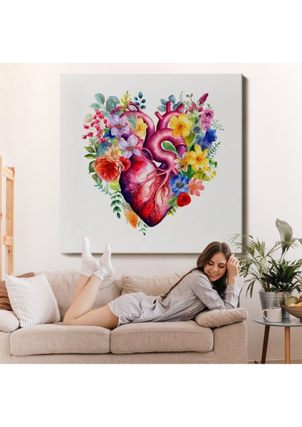 Çiçeklerle Çevrili Kalp Tablosu - Doktor HEDIYESI-8325