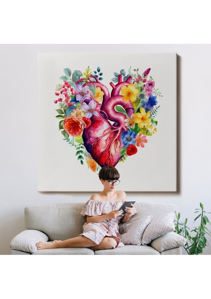 Çiçeklerle Çevrili Kalp Tablosu - Doktor HEDIYESI-8325