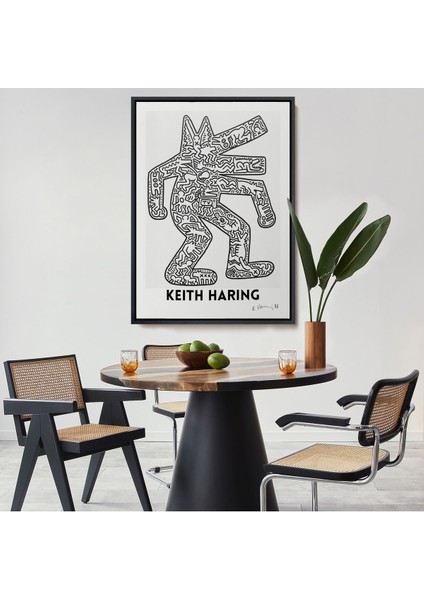 Çerçeveli Keith Haring - Köpek Tablosu - DOG-8047