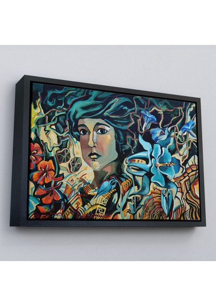 Çerçeveli Çiçekler Arasındaki Kadın Duvar TABLOSU-3729 modelleri