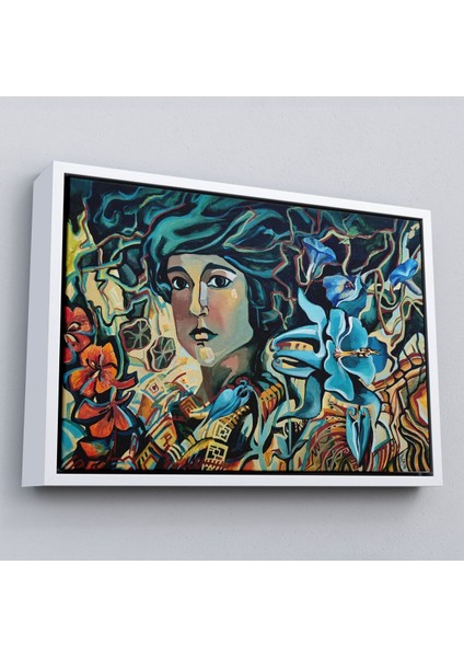 Çerçeveli Çiçekler Arasındaki Kadın Duvar TABLOSU-3729 fırsatları
