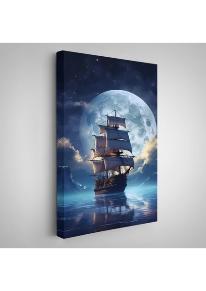 Gece Denizdeki Yelkenli TABLOSU-7933