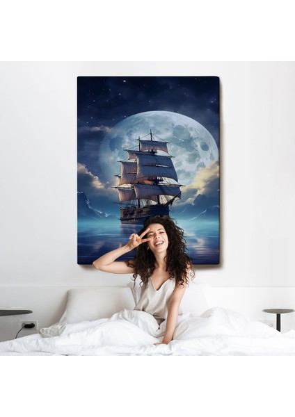 Gece Denizdeki Yelkenli TABLOSU-7933