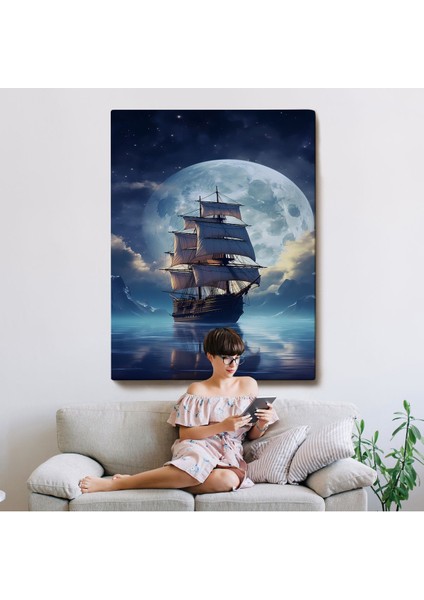 Gece Denizdeki Yelkenli TABLOSU-7933