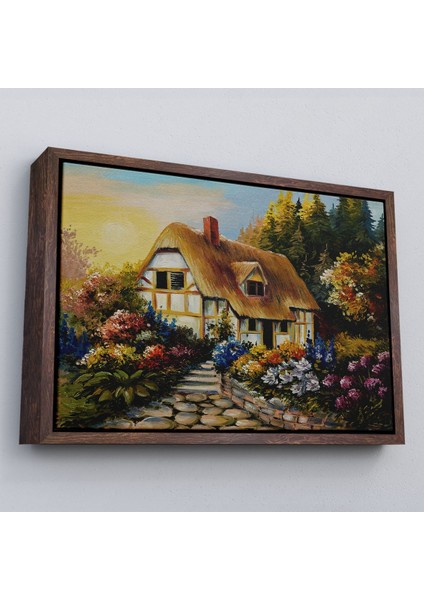 Çerçeveli Bahçeli Orman Evi Yağlıboya Dekoratif Kanvas Duvar TABLOSU-3447 fiyatları