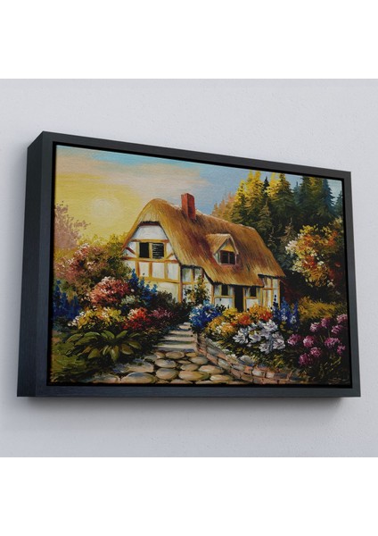 Çerçeveli Bahçeli Orman Evi Yağlıboya Dekoratif Kanvas Duvar TABLOSU-3447 modelleri