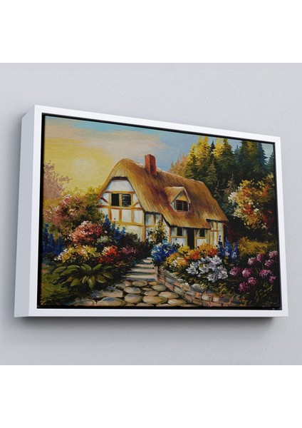 Çerçeveli Bahçeli Orman Evi Yağlıboya Dekoratif Kanvas Duvar TABLOSU-3447 fırsatları