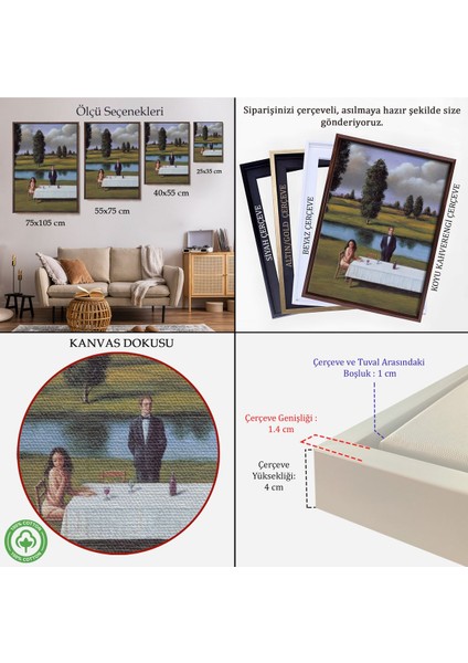 Çerçeveli Nehir Kenarında Sevgilisini Bekleyen Kadın TABLOSU-6258 indirimleri