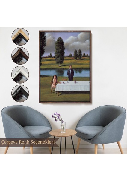 Çerçeveli Nehir Kenarında Sevgilisini Bekleyen Kadın TABLOSU-6258