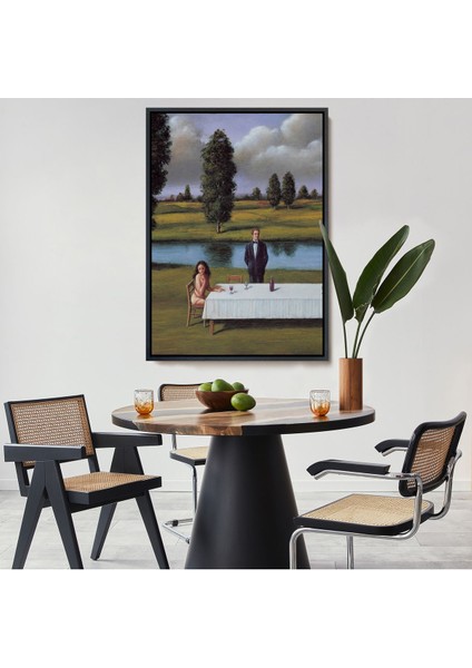 Çerçeveli Nehir Kenarında Sevgilisini Bekleyen Kadın TABLOSU-6258