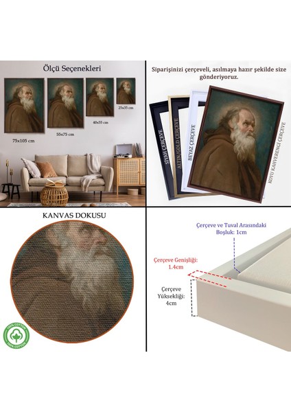 Çerçeveli Diego Velázquez - San Antonio Abad Başhahip TABLOSU-7385 indirimleri