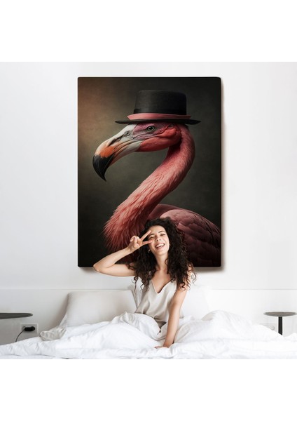 Şapkalı Pembe Filamingo TABLOSU-7930