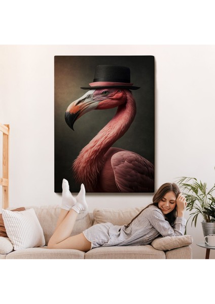 Şapkalı Pembe Filamingo TABLOSU-7930