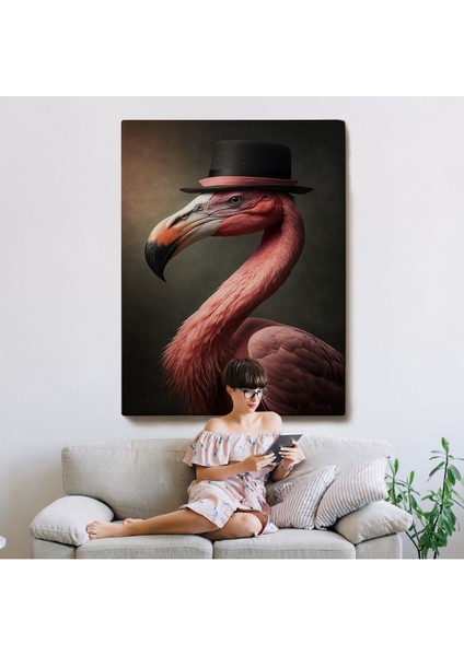 Şapkalı Pembe Filamingo TABLOSU-7930