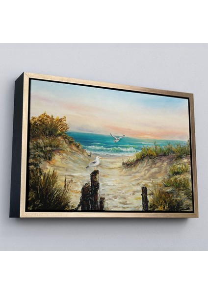Çerçeveli Kumsaldan Okyanusa Bir Yol Yağlıboya Görünüm Dekoratif Kanvas Duvar TABLOSU-3665 fiyatları