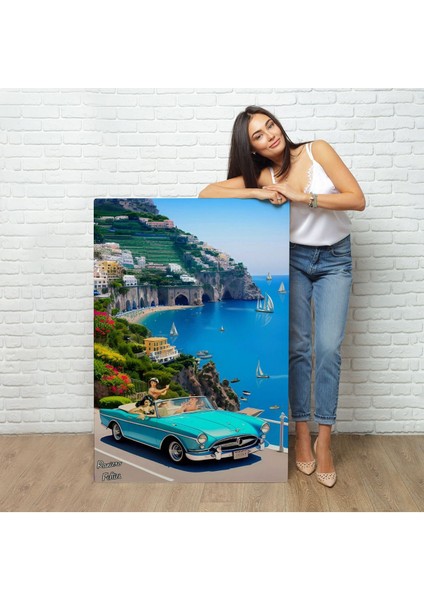 Sahildeki Mavi Klasik Araba TABLOSU-7776 fiyatları