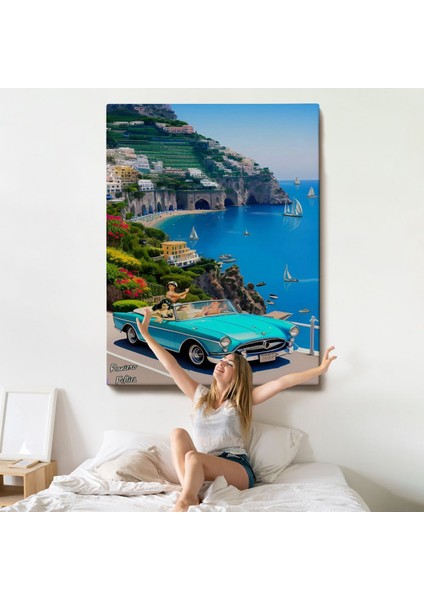 Sahildeki Mavi Klasik Araba TABLOSU-7776 indirimleri