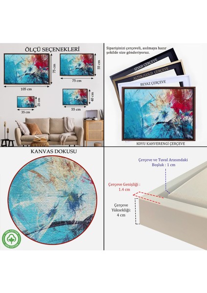 Çerçeveli Soyut Yağlıboya Görünüm Dekoratif Kanvas Duvar TABLO-3502 indirimleri