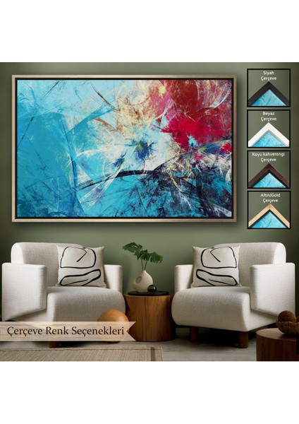 Çerçeveli Soyut Yağlıboya Görünüm Dekoratif Kanvas Duvar TABLO-3502