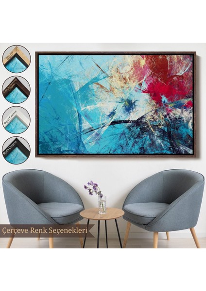 Çerçeveli Soyut Yağlıboya Görünüm Dekoratif Kanvas Duvar TABLO-3502