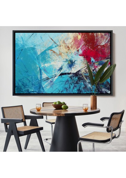 Çerçeveli Soyut Yağlıboya Görünüm Dekoratif Kanvas Duvar TABLO-3502
