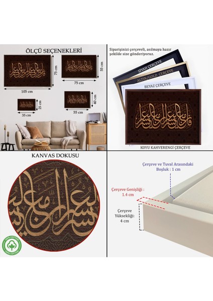 Çerçeveli Şüphesiz Güçlükle Beraber Bir Kolaylık Vardır, Inşirah Suresi 5.ayet Duvar TABLOSU-3406 indirimleri