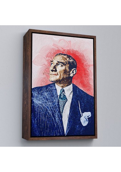 Çerçeveli Mustafa Kemal Atatürk'ün Yağlıboya Görünümlü Portre Çizimi Dekoratif Kanvas Tablo-81 fiyatları