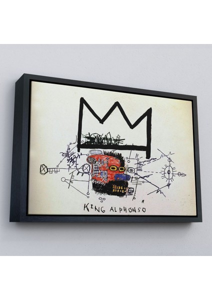 Çerçeveli Jean Michel Basquiat'in Kral Alphonso Isimli Eseri Kanvas TABLO-5015